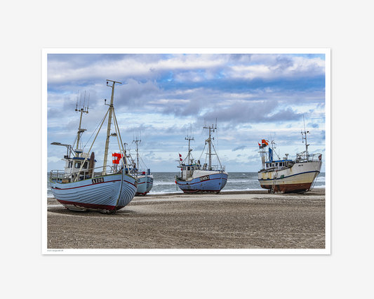 Fiskebåde, Thorupstrand, Nordjylland, Danmark.